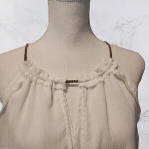 Mango MNG Casual Flowy Lined Top Ivory Braided straps Med/LG